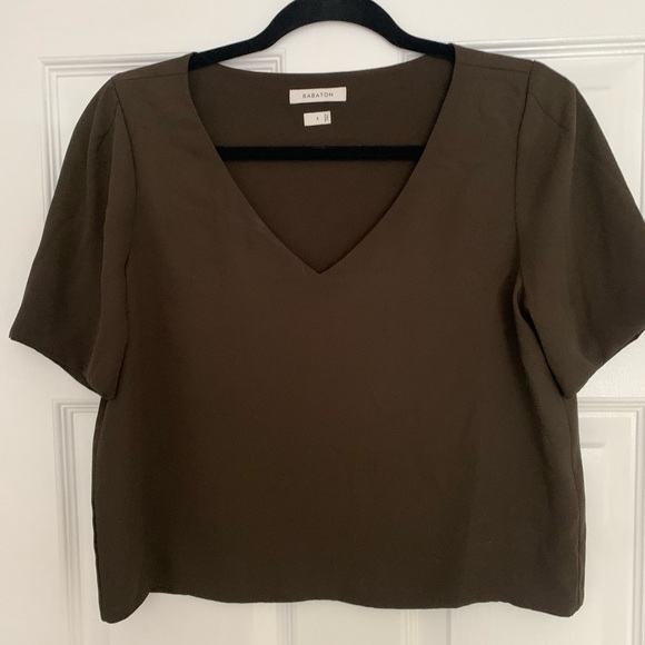Women’s Aritzia Babaton Artifact/ Dark Brown Cropped Dress T shirt - Picture 1 of 2